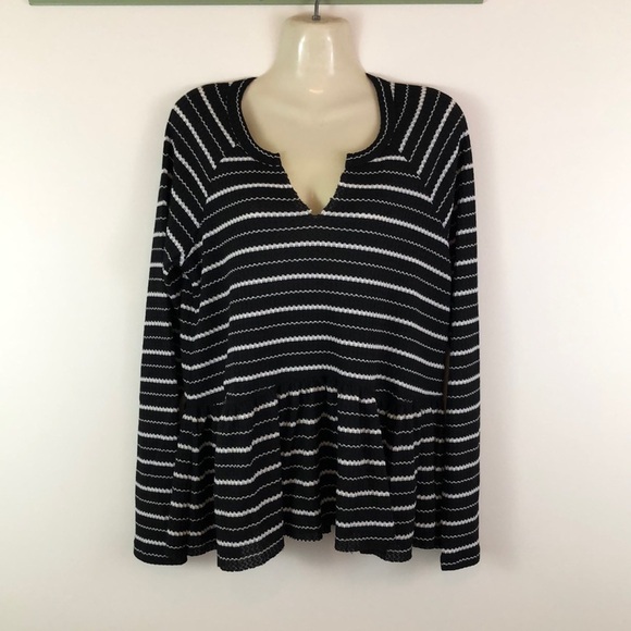 NWT William Rast Gryphon Striped Waffle Knit Peplum Top Size Medium - Picture 2 of 6